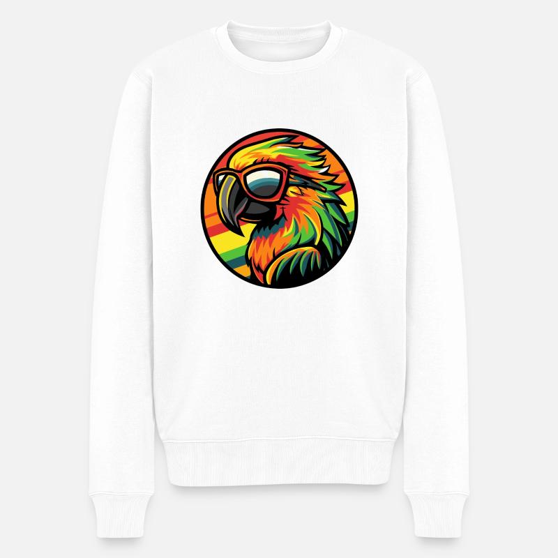 Papagei Comic Cool Sommer - Männer Premium Bio Pullover - Weiß