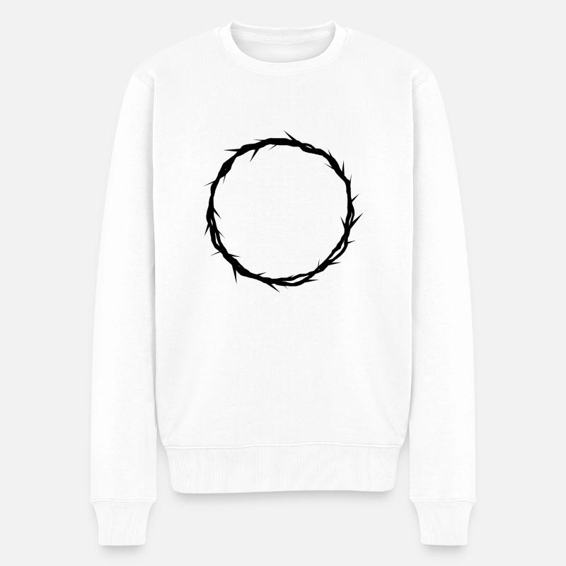 Die Dornenkrone Christi - Männer Premium Bio Pullover - Weiß