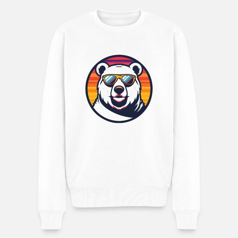 Eisbär Cool Comic - Männer Premium Bio Pullover - Weiß
