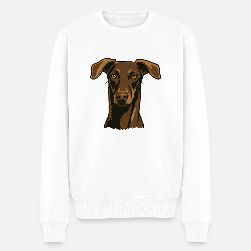 Stolzer Windhund – Edler Blick - Männer Premium Bio Pullover - Weiß