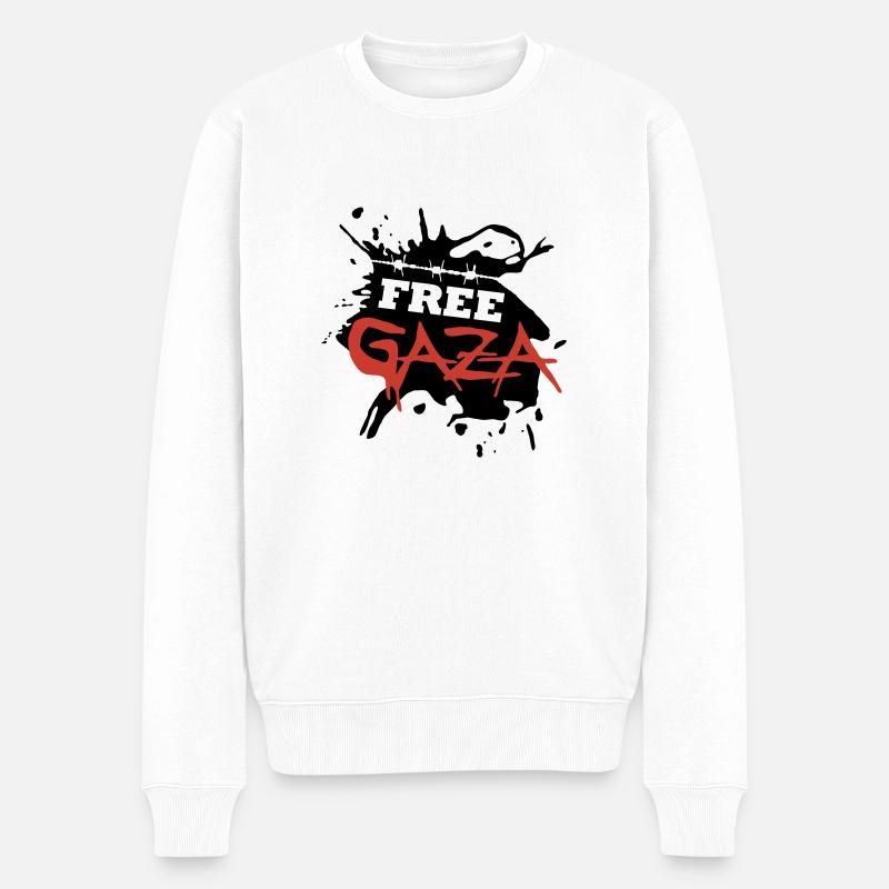 Free Gaza - Männer Premium Bio Pullover - Weiß