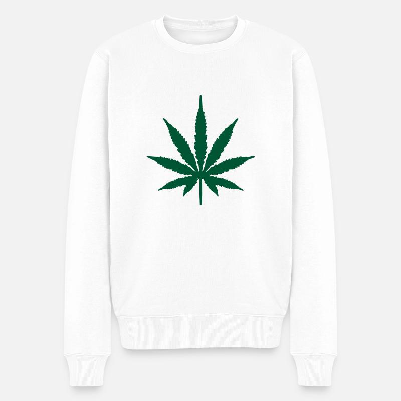 Marihuana-Blatt - Männer Premium Bio Pullover - Weiß