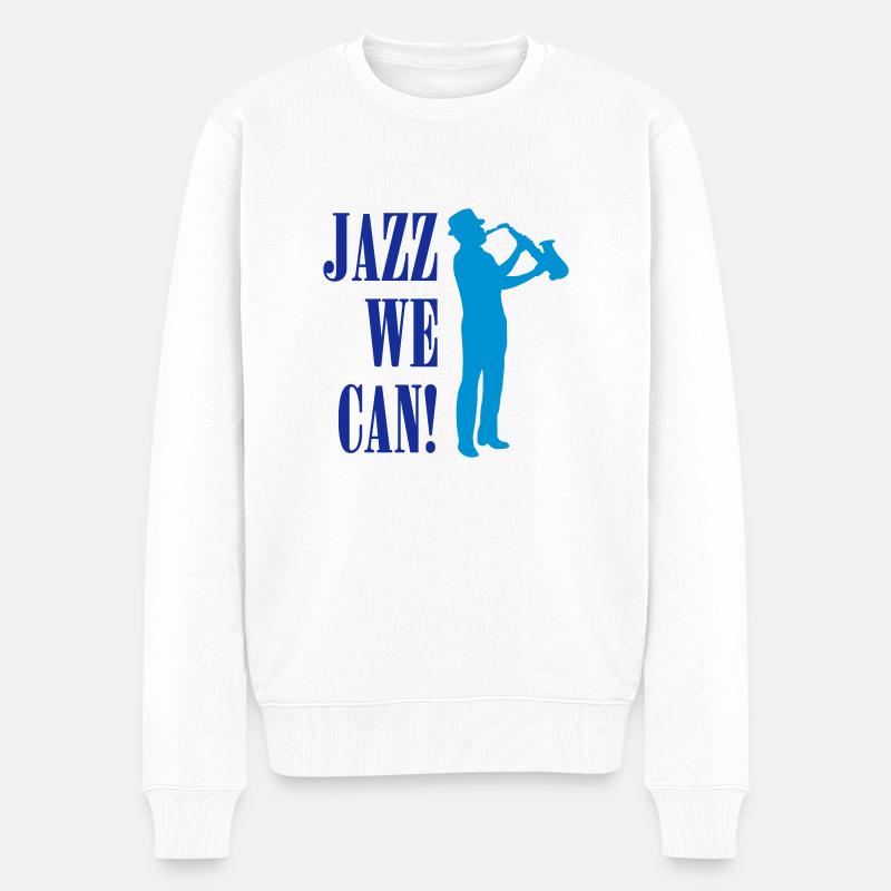 jazz_we_can_2c - Männer Premium Bio Pullover - Weiß