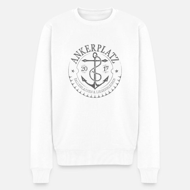 Ankerplatz grau - Männer Premium Bio Pullover - Weiß