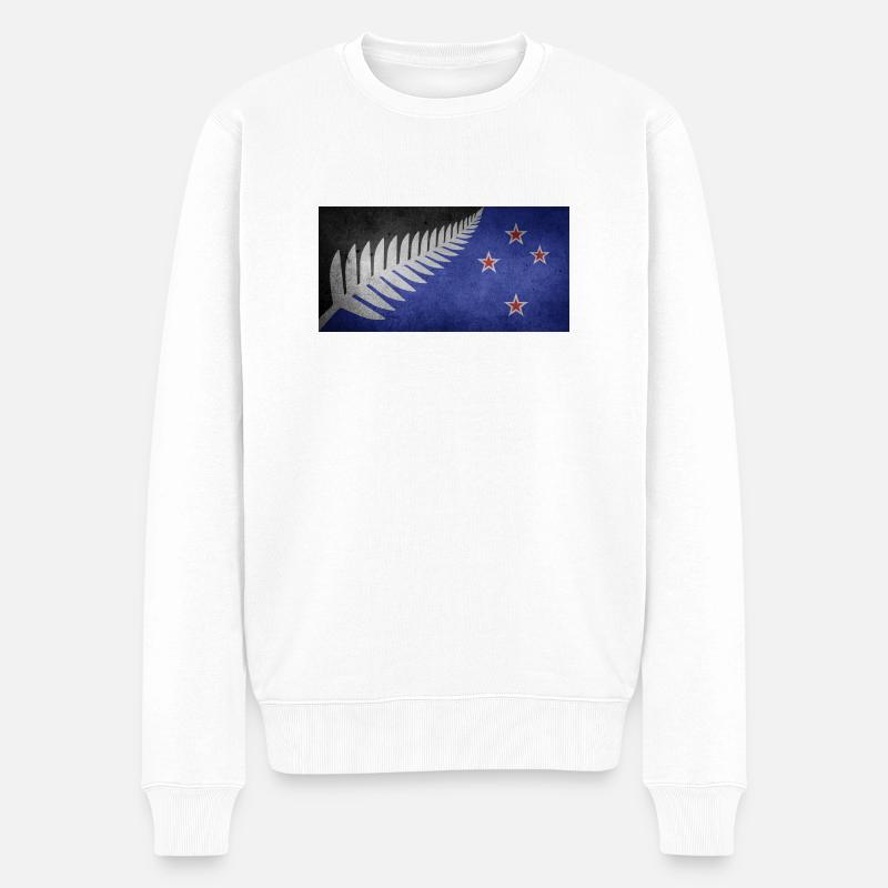 Neuseeland Flagge We love NZ - Männer Premium Bio Pullover - Weiß
