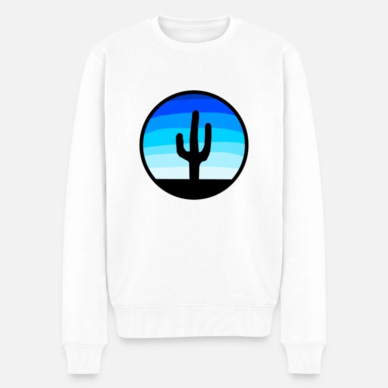 Kaktus-Silhouette - Männer Premium Bio Pullover - Weiß
