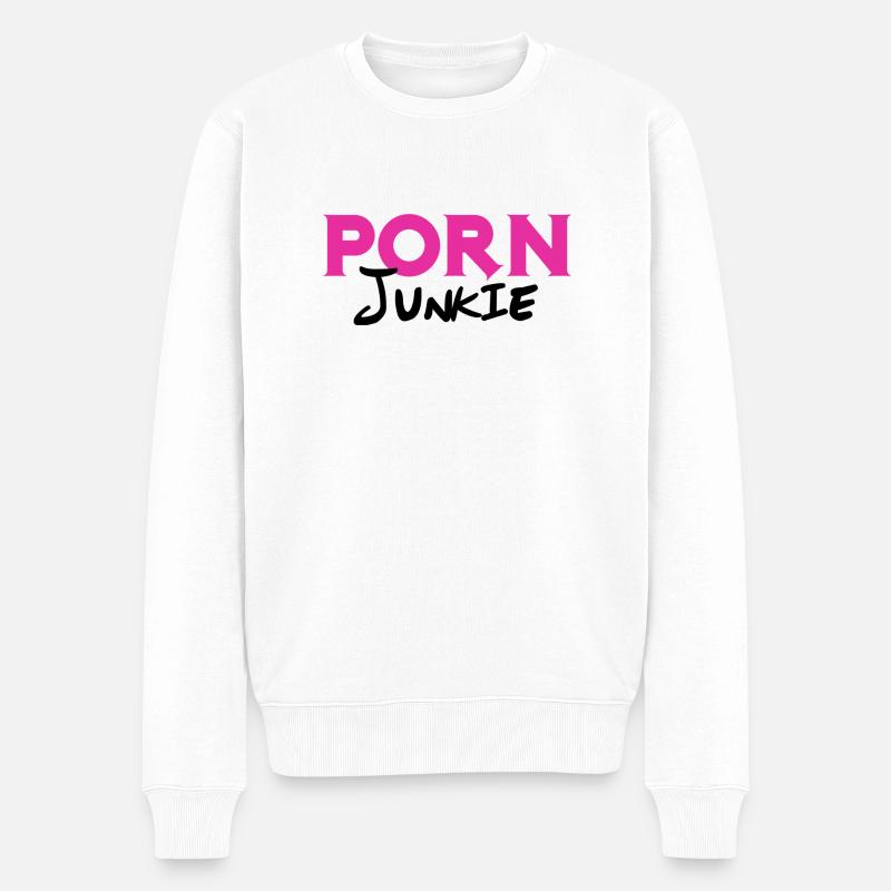 Porn Junkie - Männer Premium Bio Pullover - Weiß