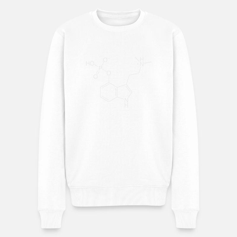 Molécule de psilocybine - blanche avec nom - Pull Premium bio Homme - blanc