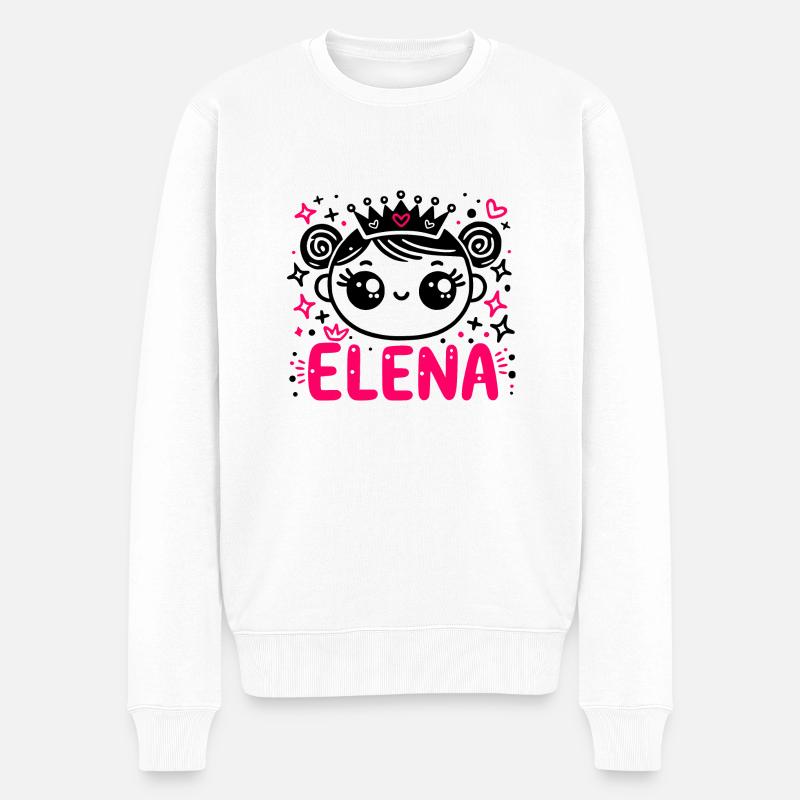 Elena Nom Prénom Princesse Nom - Pull Premium bio Homme - blanc