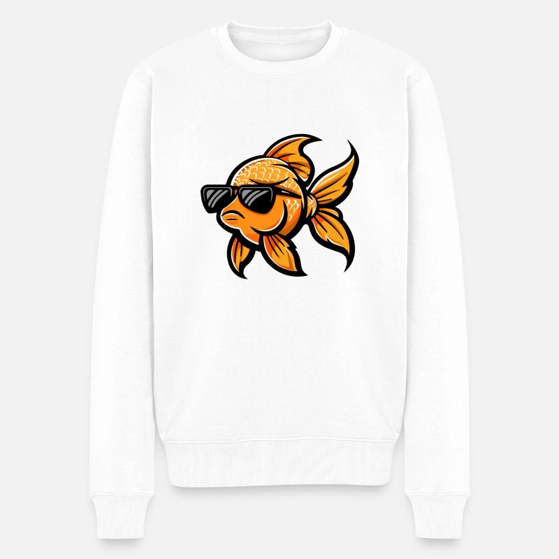 Goldfisch Comic Cool - Männer Premium Bio Pullover - Weiß