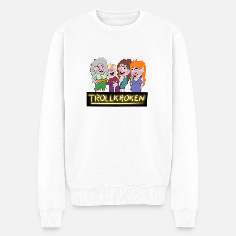 Troll Haken - Männer Premium Bio Pullover - Weiß