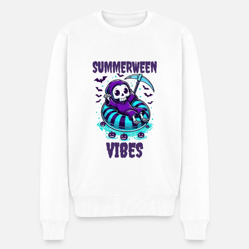 Summerween Vibes mit Sensenmann - Männer Premium Bio Pullover - Weiß