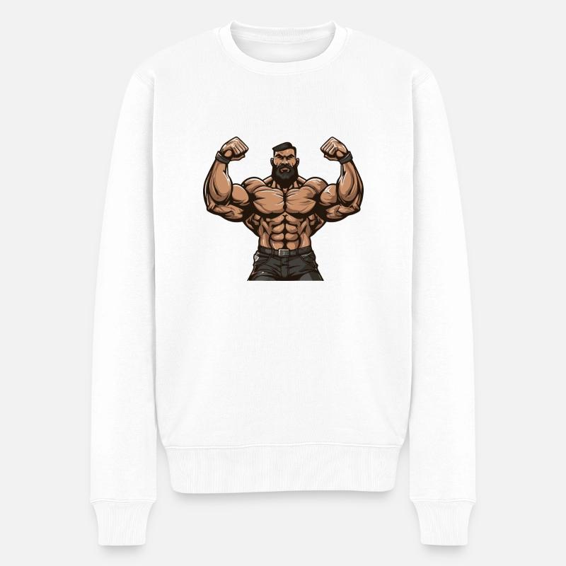 Bodybuilder Gym Muscles - Pull Premium bio Homme - blanc