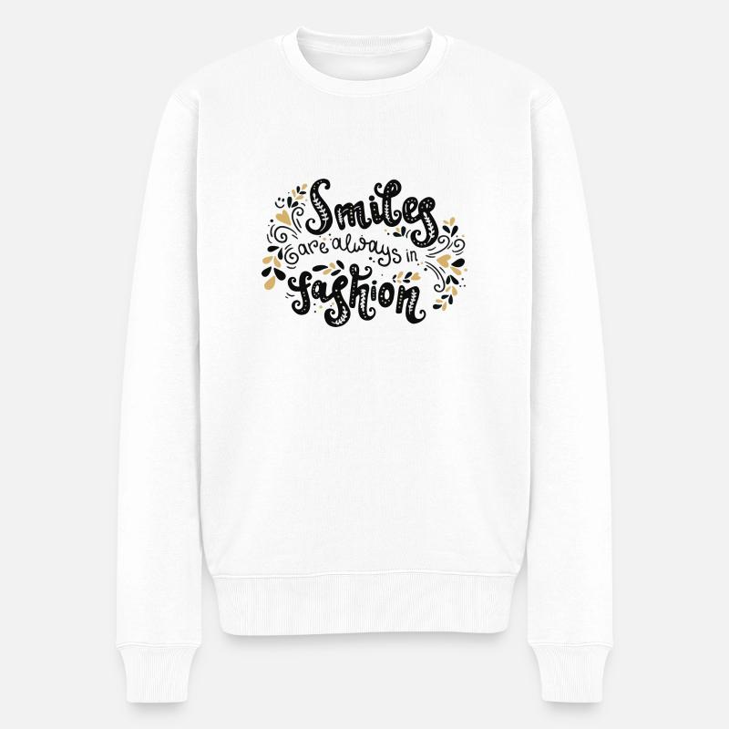 Lächeln ist immer angesagt - Männer Premium Bio Pullover - Weiß