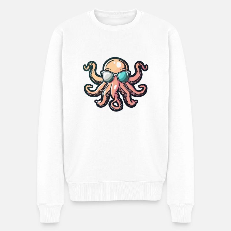 Octopus Comic Cool - Men's Premium Organic Jumper - white