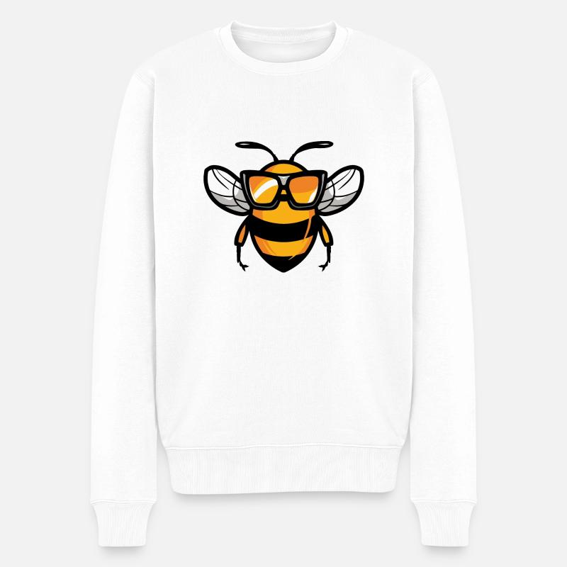 Biene Comic Cool - Männer Premium Bio Pullover - Weiß