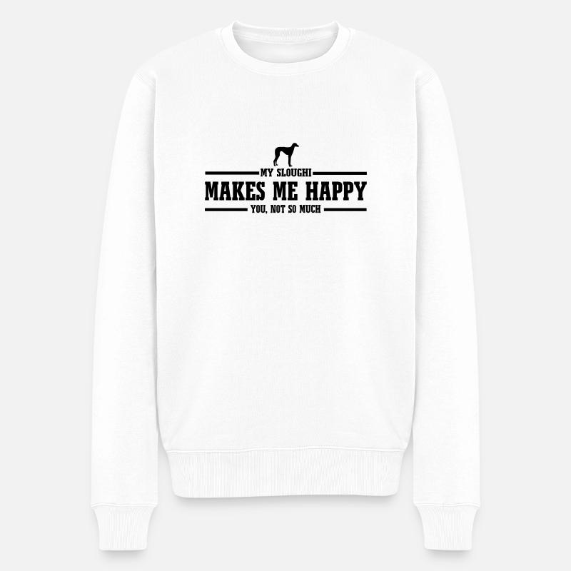 SLOUGHI makes me happy - Pull Premium bio Homme - blanc