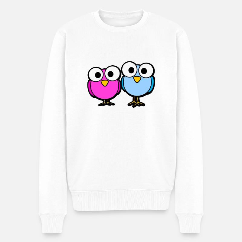 Vögel Glubschaugen Cartoon süß - Männer Premium Bio Pullover - Weiß