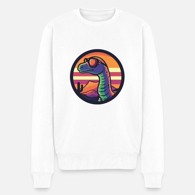 Dinosaurier brontosaurus Sommer - Männer Premium Bio Pullover - Weiß