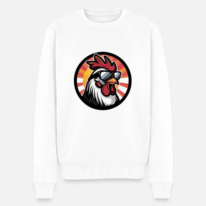 Hahn Comic Cool Sommer - Männer Premium Bio Pullover - Weiß