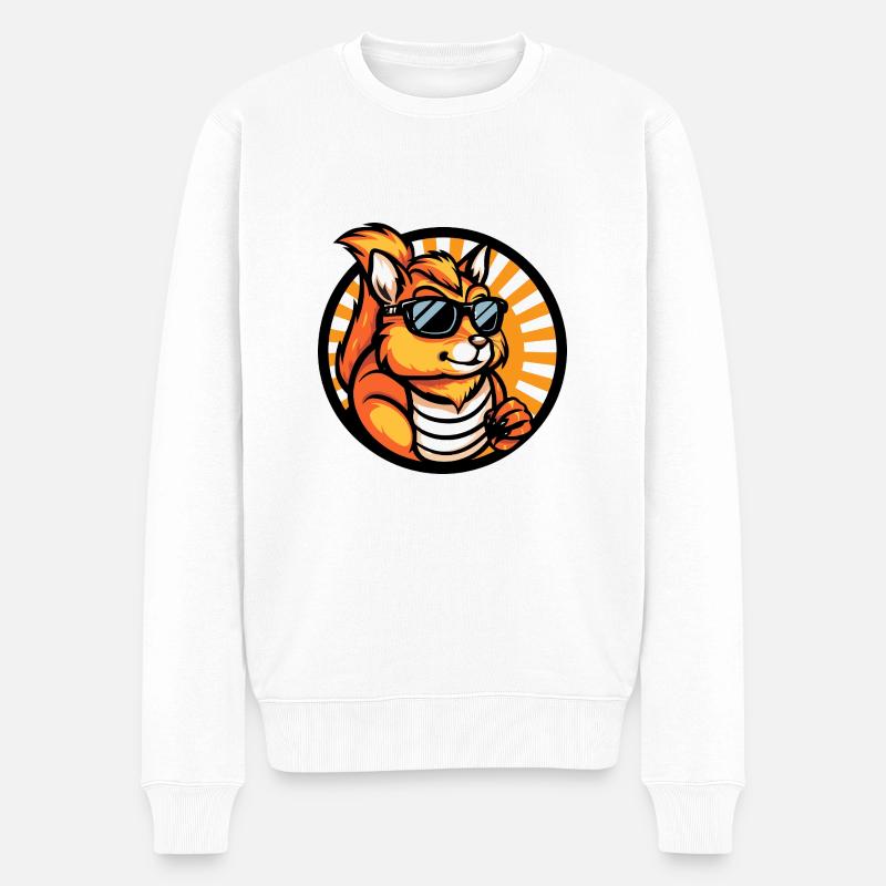 Écureuil Bande dessinée Été frais - Pull Premium bio Homme - blanc