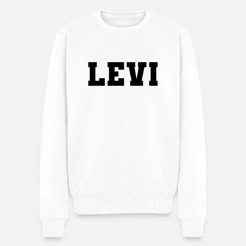 Name - Levi - Männer Premium Bio Pullover - Weiß