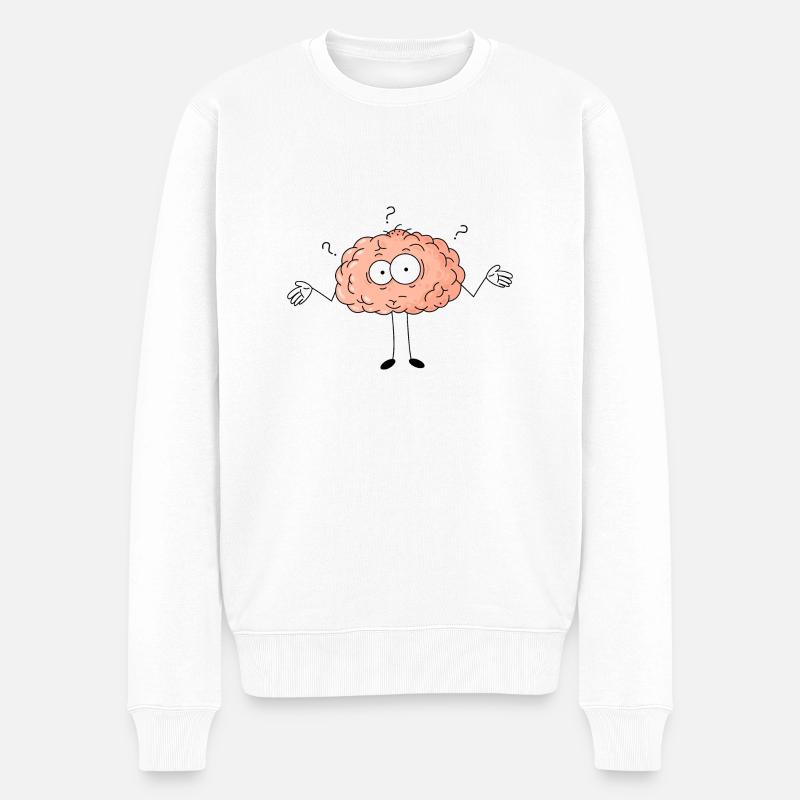 Comic Brain Wonder Point d’interrogation - Pull Premium bio Homme - blanc