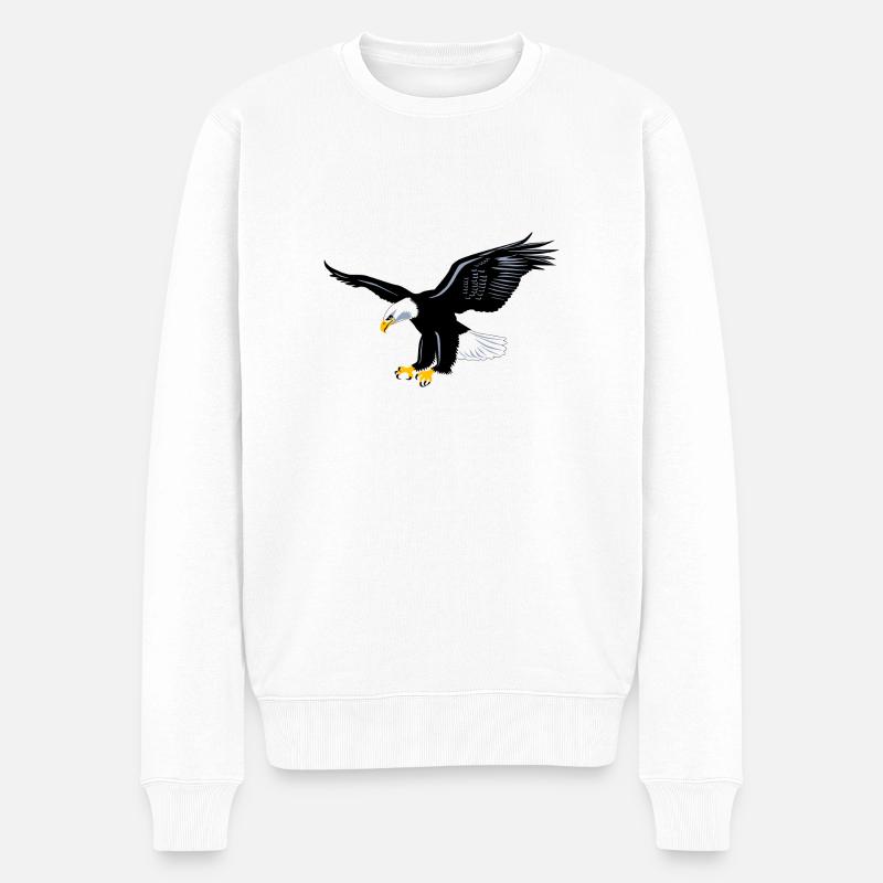 Adler stark stolz - König der Lüfte - Männer Premium Bio Pullover - Weiß