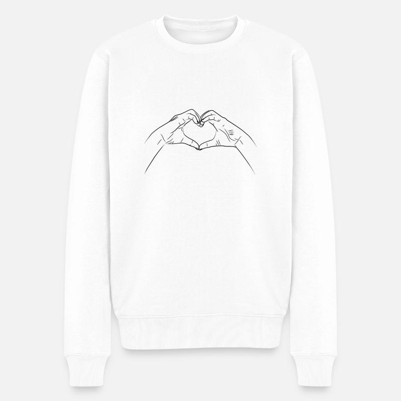 Hænder danner hjerte gestus - Økologisk premium-sweatshirt til mænd - hvid