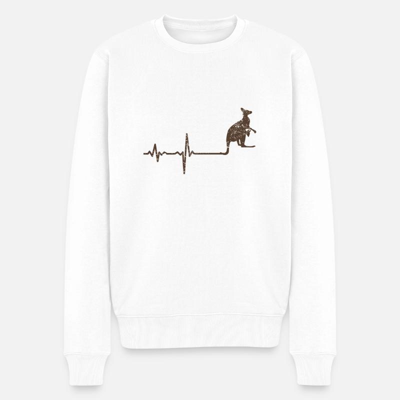 Geschenk Heartbeat Känguru - Männer Premium Bio Pullover - Weiß