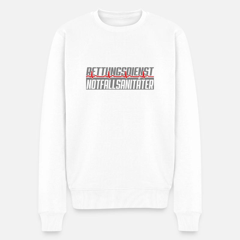 Notfallsanitäter EKG - Männer Premium Bio Pullover - Weiß