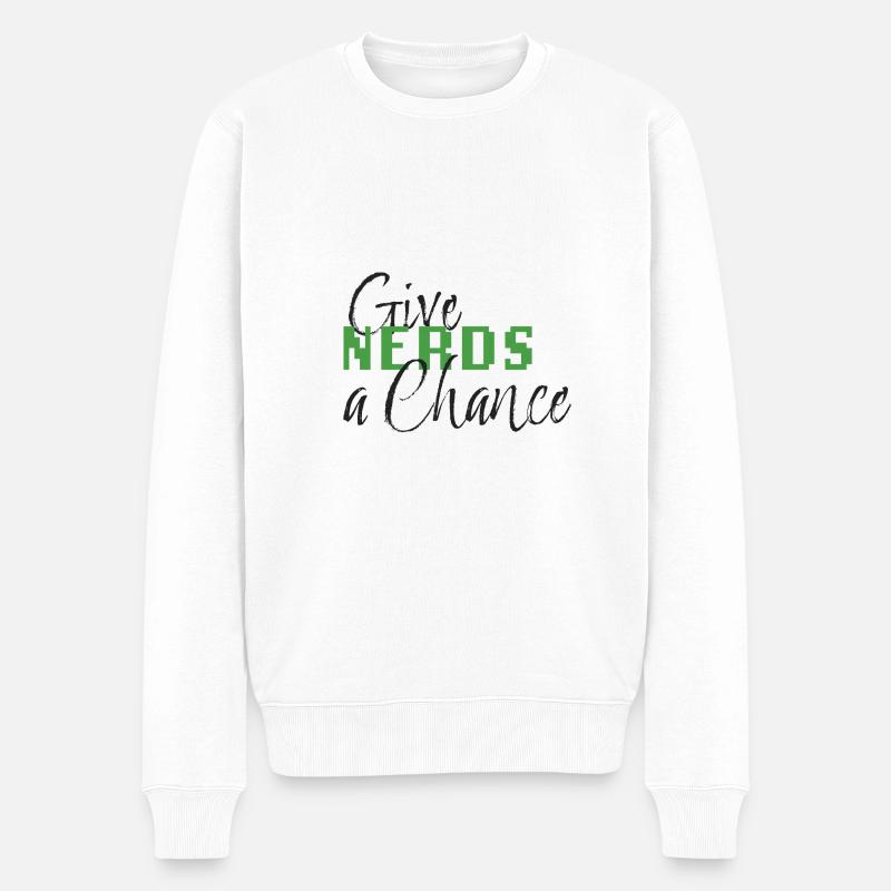 Give Nerds a Chance - Männer Premium Bio Pullover - Weiß