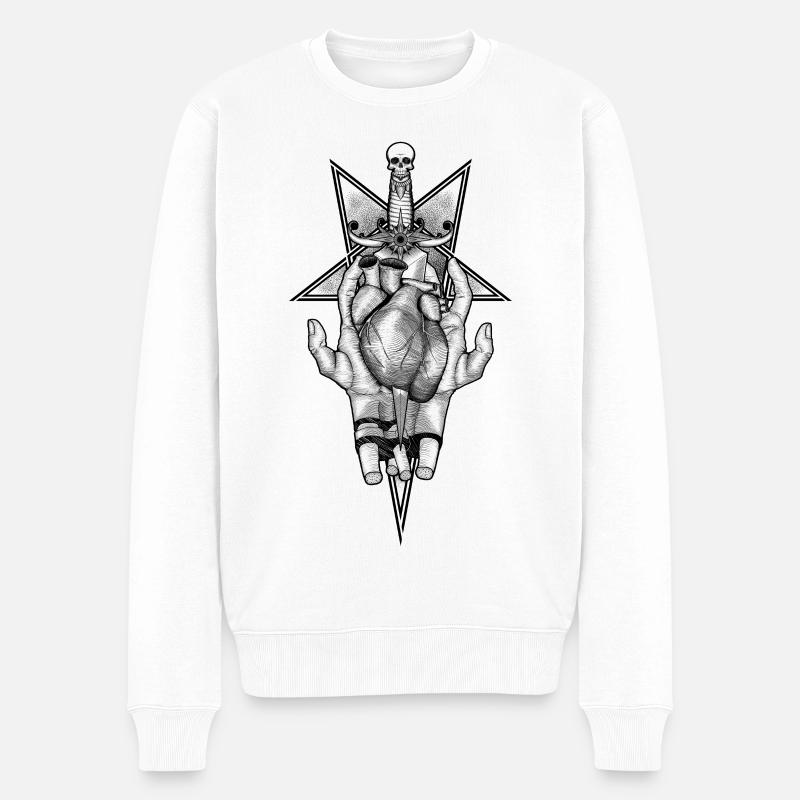 Schmerzendes Herz - Männer Premium Bio Pullover - Weiß