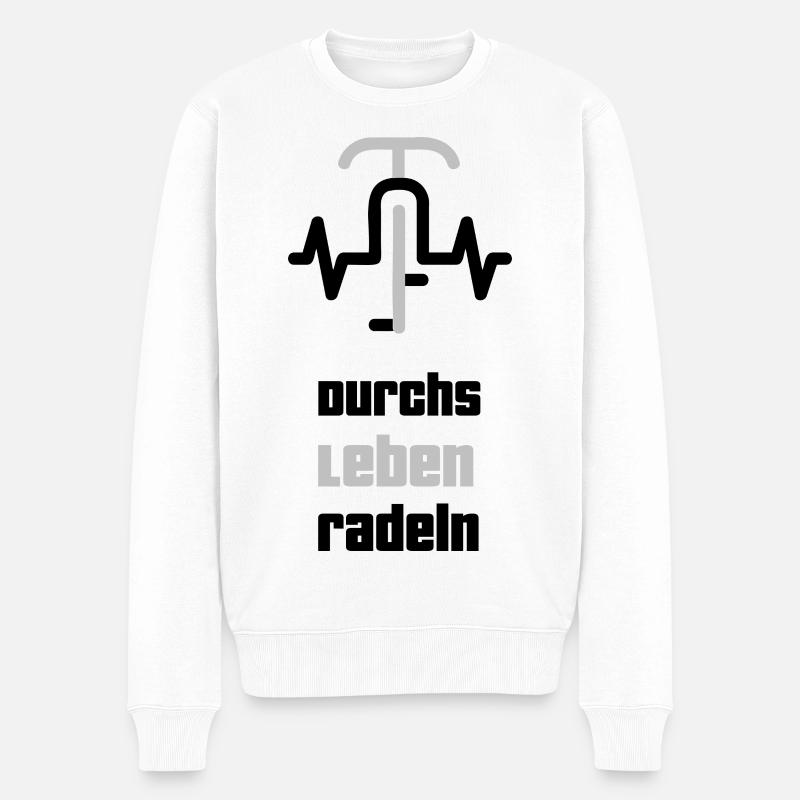 Durchs Leben Radeln - Männer Premium Bio Pullover - Weiß