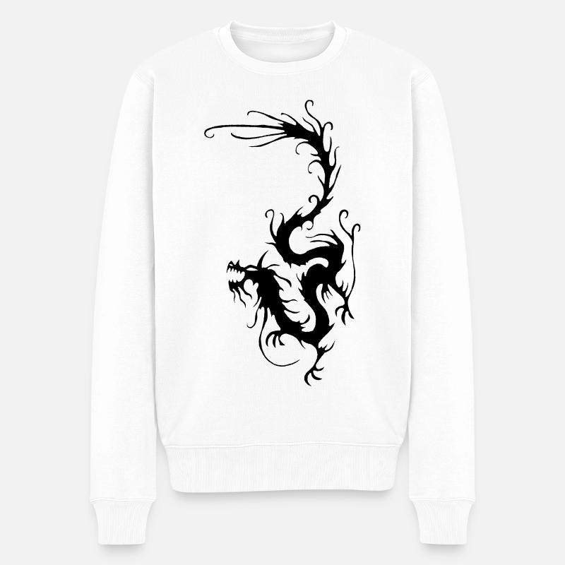 Schwarzer Rauchdrache - Männer Premium Bio Pullover - Weiß