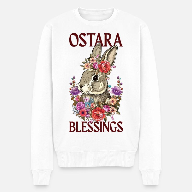 Ostara-Segnungen Frohe Osterhasenblume - Männer Premium Bio Pullover - Weiß