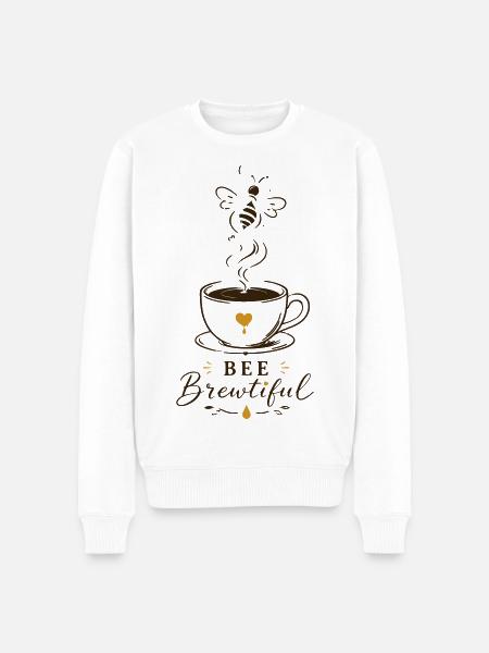 BEE Brewtiful Coffee Mug Design - Men's Premium Organic Jumper - white