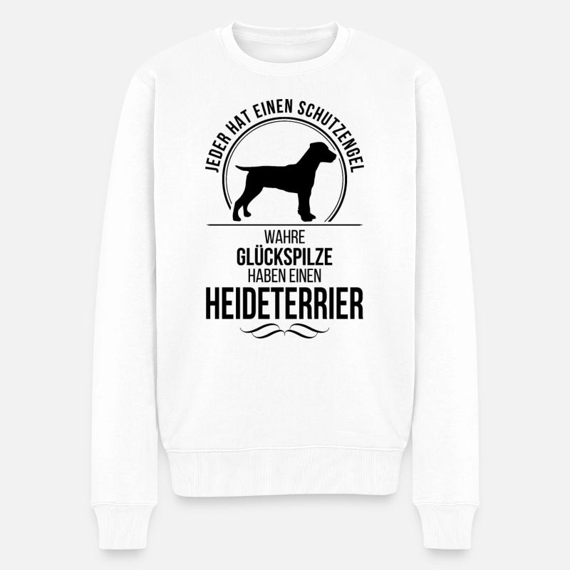 HEIDETERRIER Schutzengel Hunde Spruch Wilsigns - Männer Premium Bio Pullover - Weiß