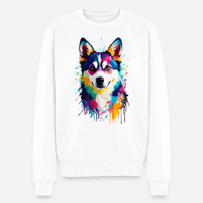 Alaskan Klee Kai - Männer Premium Bio Pullover - Weiß