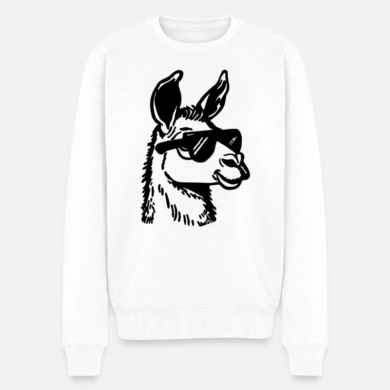 Lama - Männer Premium Bio Pullover - Weiß