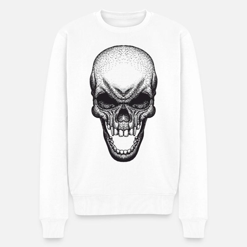 dot-Schädel - Männer Premium Bio Pullover - Weiß