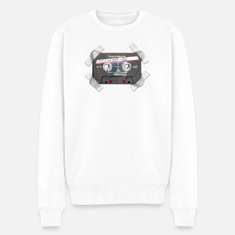 Techno 92 - Männer Premium Bio Pullover - Weiß