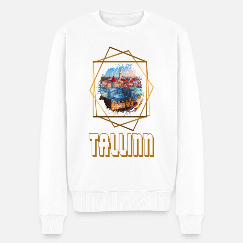 Tallinn Estland Stadt Skyline Heimat Liebe - Männer Premium Bio Pullover - Weiß