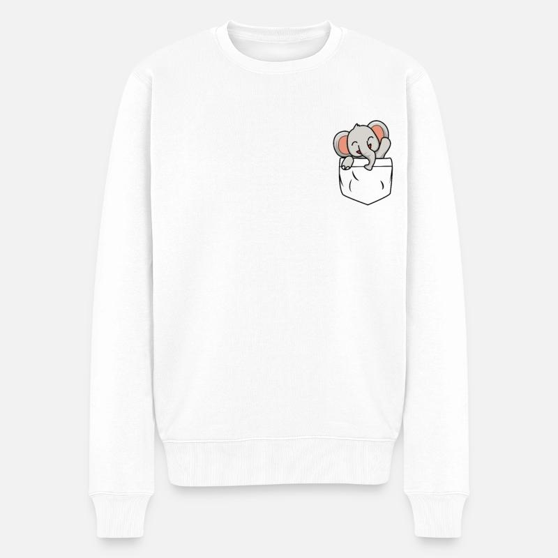 Elefant Tasche - Elefant in meiner Tasche - Männer Premium Bio Pullover - Weiß