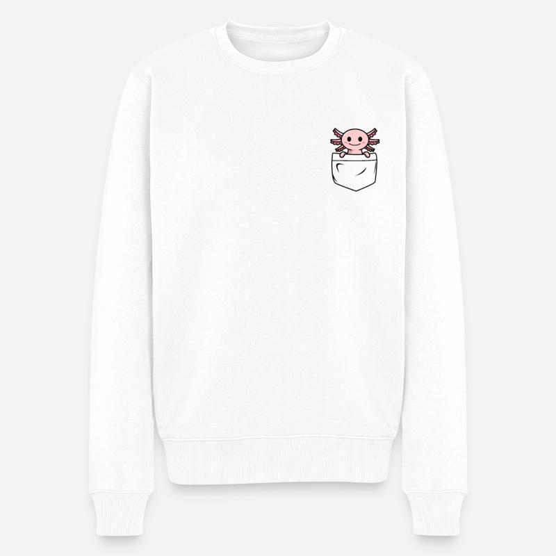 Axolotl in meiner Tasche - Männer Premium Bio Pullover - Weiß