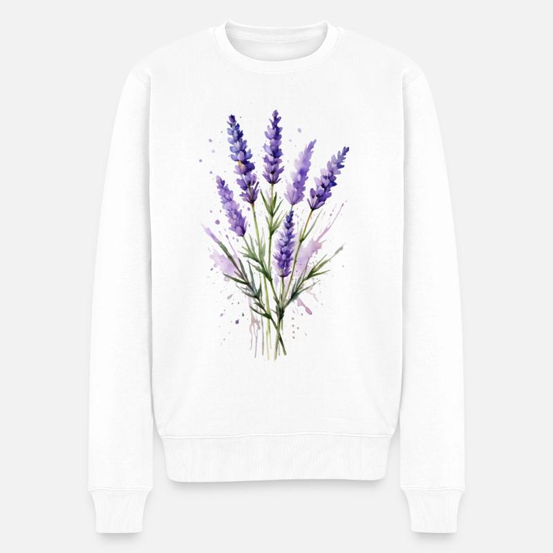 Rêves de lavande - Aquarelle - Pull Premium bio Homme - blanc