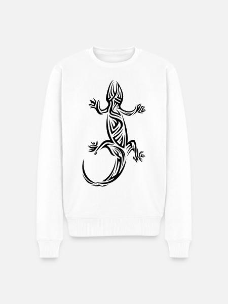 Gecko Tribal Tattoo - Men's Premium Organic Jumper - white