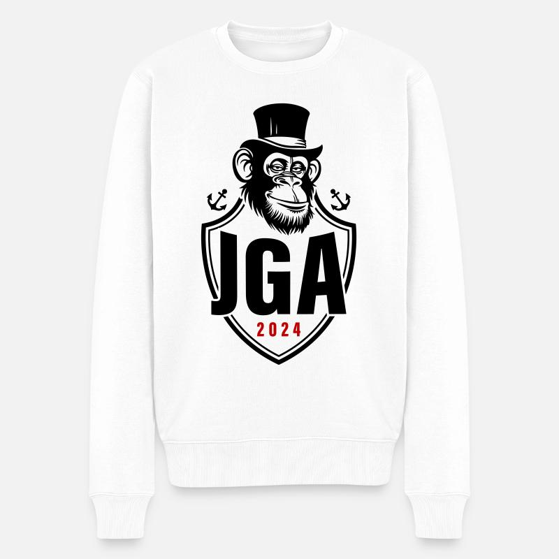 Junggesellen Abschied 2024 Affe Bräutigam Jga - Männer Premium Bio Pullover - Weiß