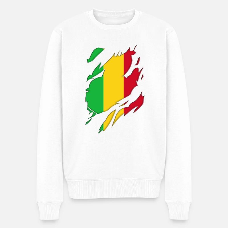 Motif déchiré du drapeau du Mali - Pull Premium bio Homme - blanc