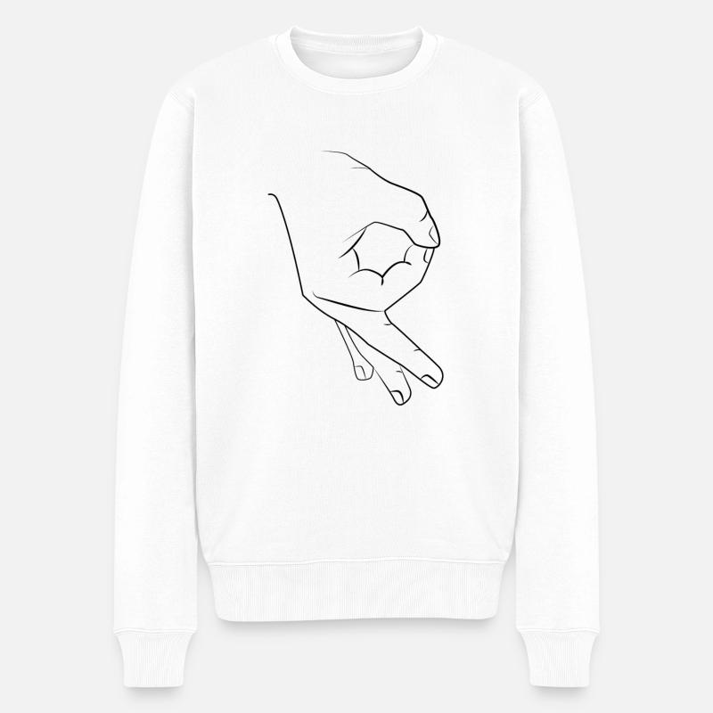 Reingeschaut / Prank / Troll Hand - Männer Premium Bio Pullover - Weiß